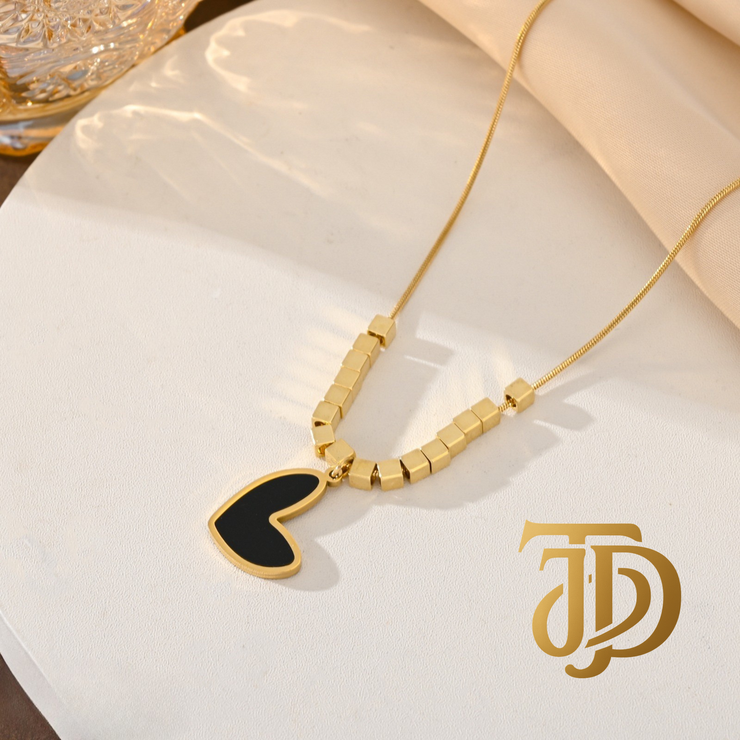 Midnight Block Heart Necklace